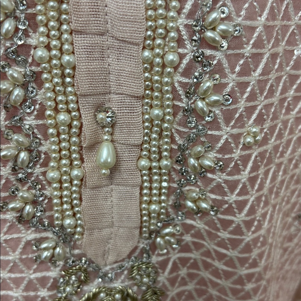 Embroidered Peach Lawn Kurta Set View 4